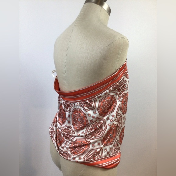 Trina Turk Coral and Cream Geometric Print Top, sz LG - Picture 5 of 12